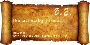 Bercsinszky Elemér névjegykártya